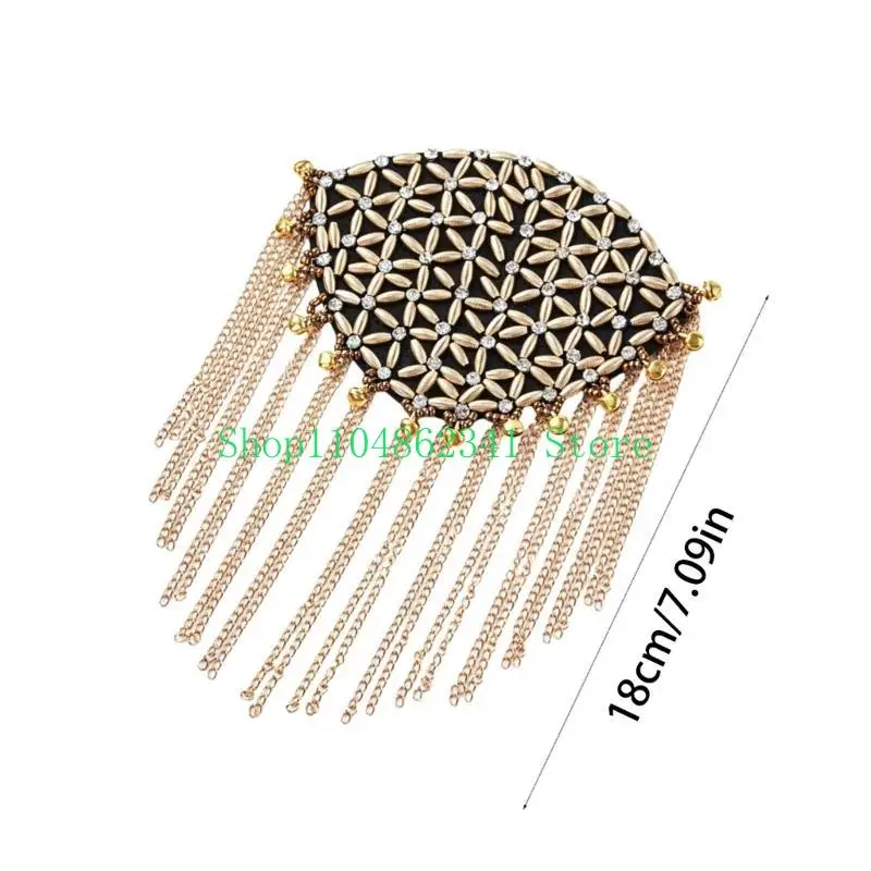 5asd Punk Shoulder Brooch Tassels Rhinestones Jewelry Handmade Epaulet Clothes Decors Clothing Accessories Shoulder Brooch