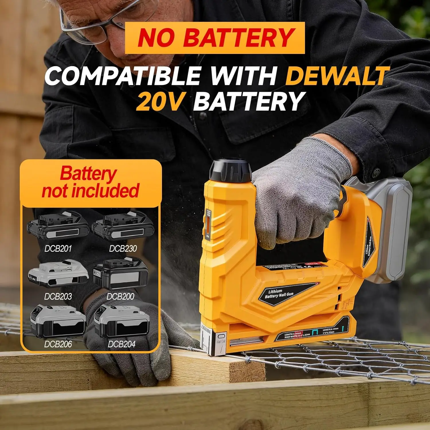 2-in-1 Cordless 18GA Brad Nailer and T50 Crown Stapler, Battery Powered Nail Gun Compatible with 20V Battery (Tool Only), Includes 1000 Staples and 1000 Nails for Woodworking and DIY Projects