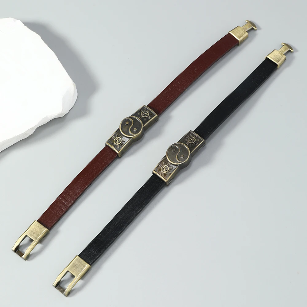 1 piece Tai Chi Ying Yang Accessories Leather bangle men Jewelry