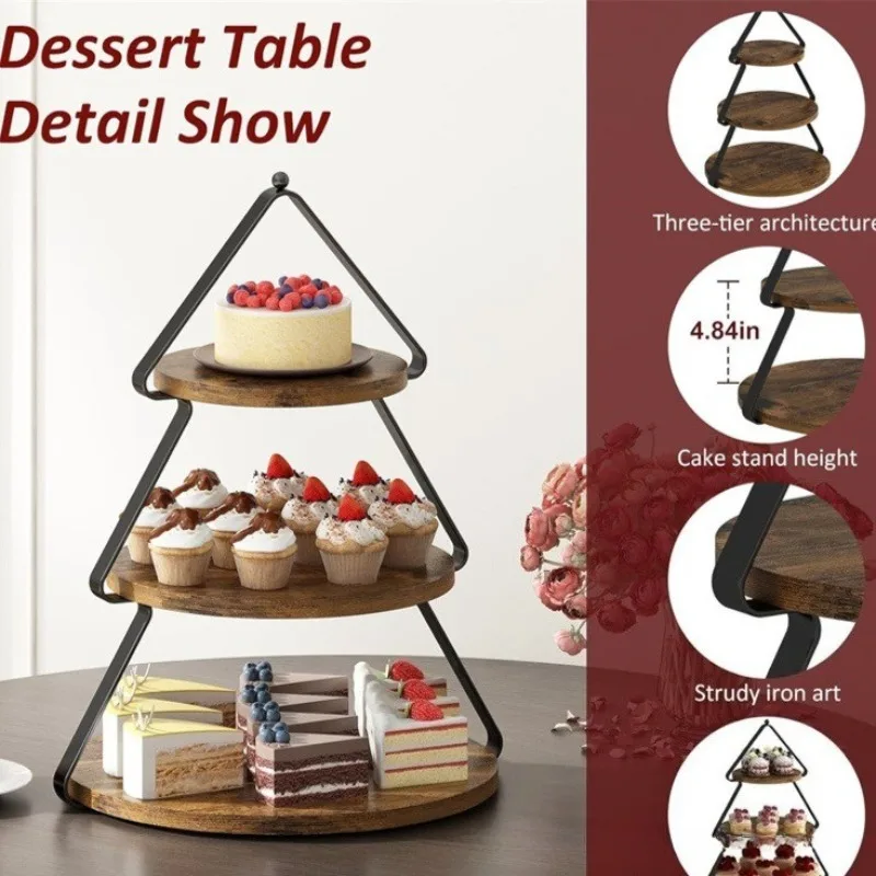 3-Tier Wooden Cake Stand – Movable Dessert Display for Afternoon Tea, Party & Holiday Decor, Cupcake Holder