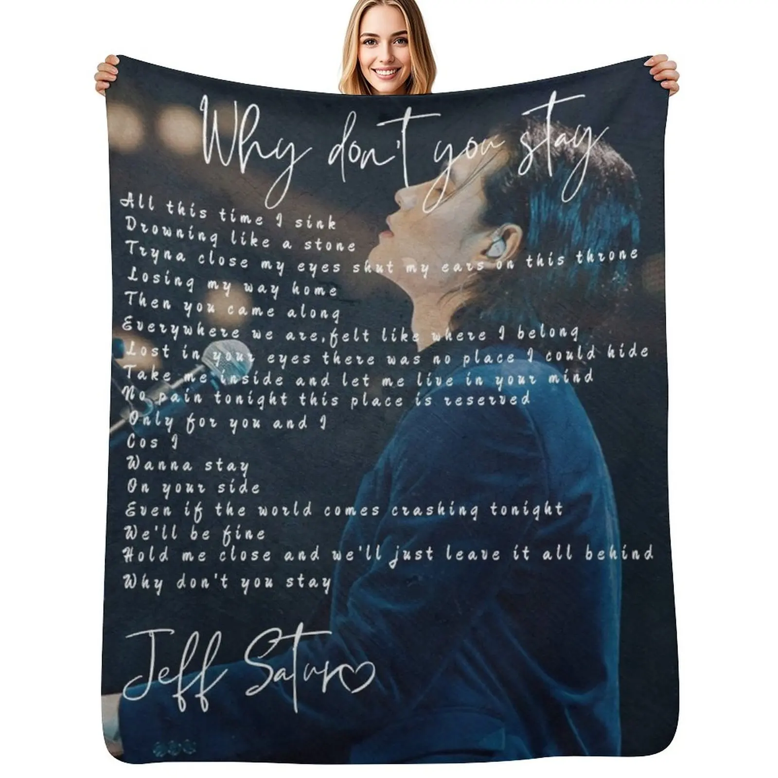 

Jeff satur why don't you stay English lyric Throw Blanket Stylish Couch Blanket for Home Living Room