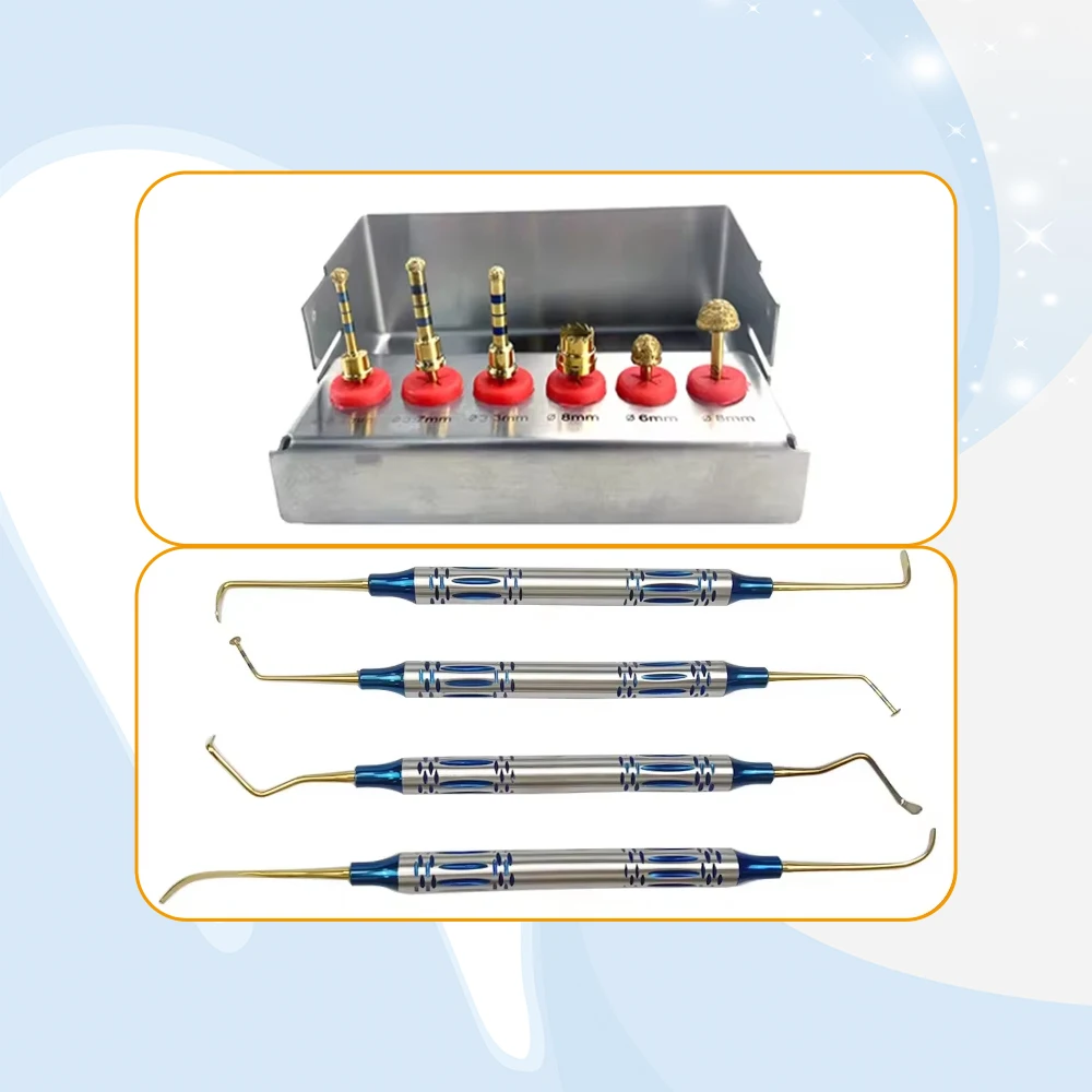 

Dental Sinus Lift Kit with Diamond Coated Burs Stopper for Maxillary Bone Graft Elevation and Implant Surgery