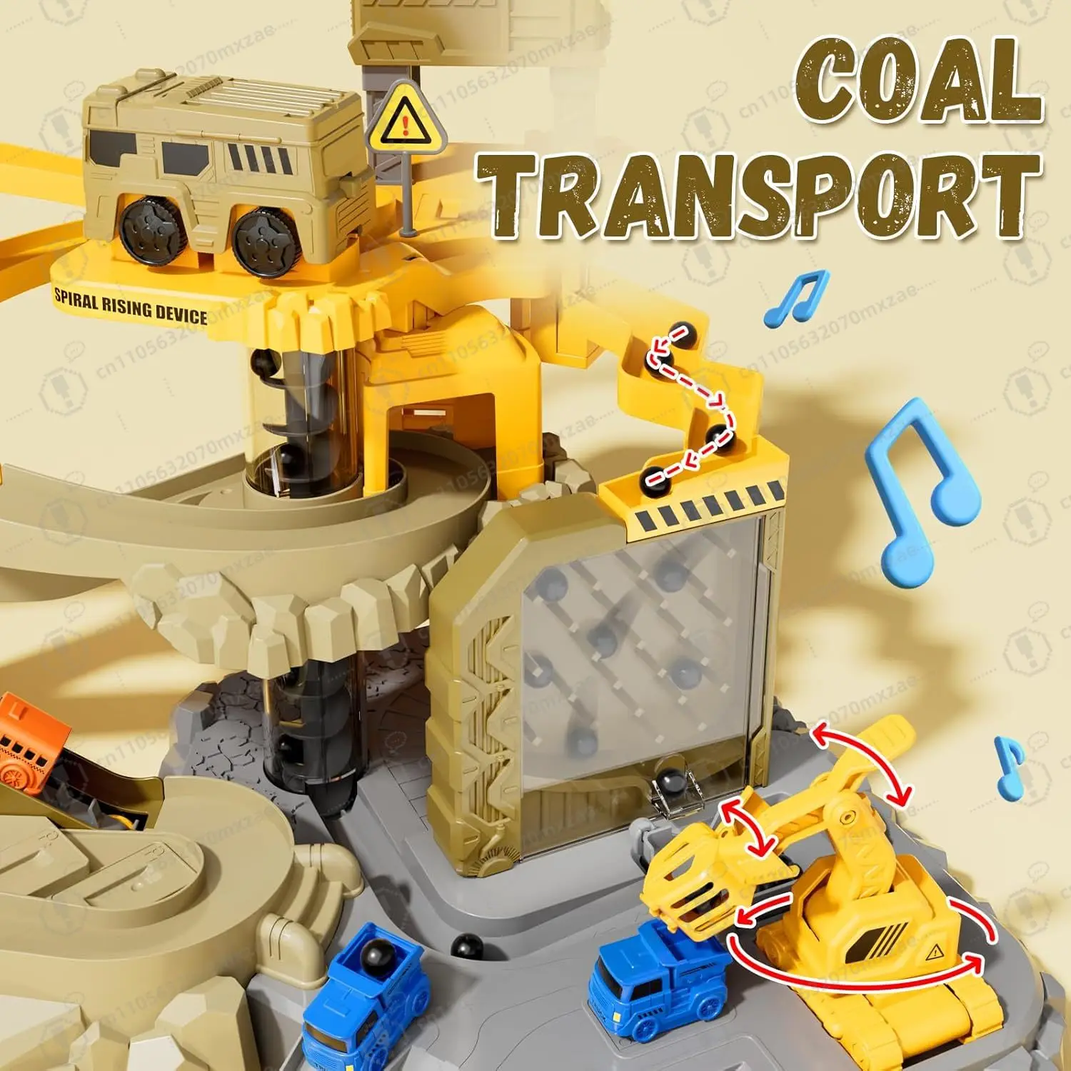 Interactive Redi Rampz Mining Set with Electric Crane & Climbing Hills, Dynamic Construction Playset for Boys
