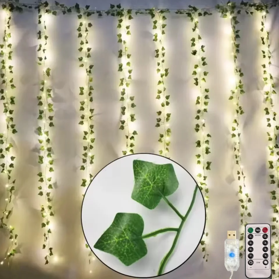 

Светодиодная гирлянда 3M USB «Кленовый лист» с искусственными зелеными листьями, для декора стен внутри и снаружи помещений, для свадеб и праздников