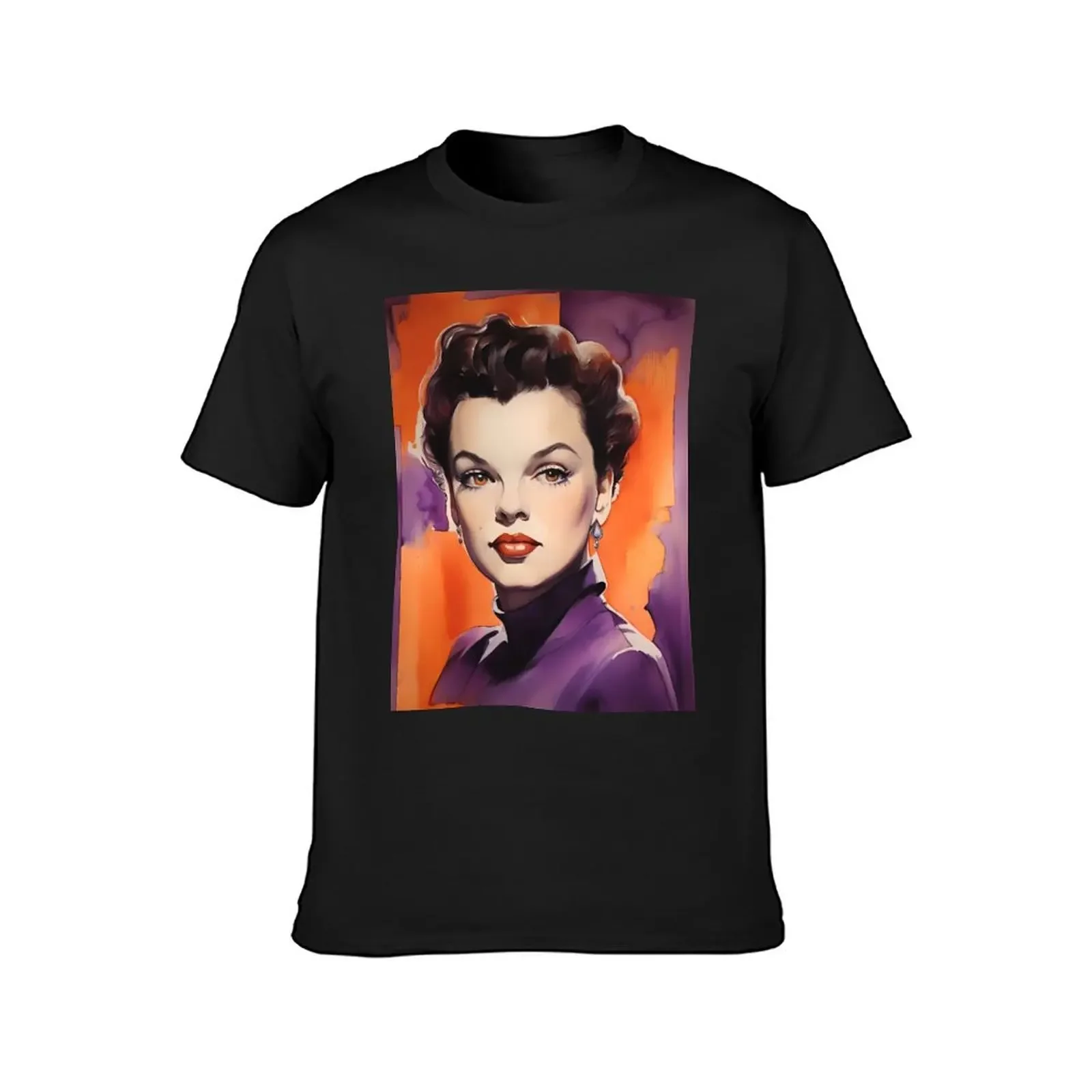 judy garland orange watercolor portrait T-Shirt funnys cute tops new edition anime clothes sweat shirts, men