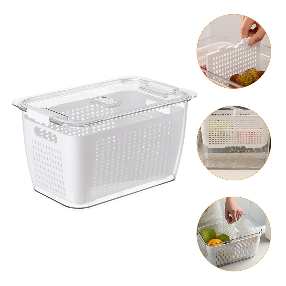 

Large Capacity Double Layer Storage Container Food Draining Box Household Organizer Refrigerator Storage Box Sealed Dustproof