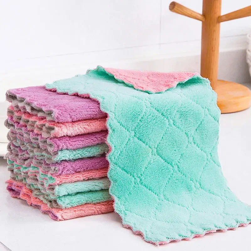 

1pc Microfiber Towel Absorbent Kitchen Cleaning Cloth Non-stick Oil Dish Towel Rags Napkins Tableware Household Cleaning Towel