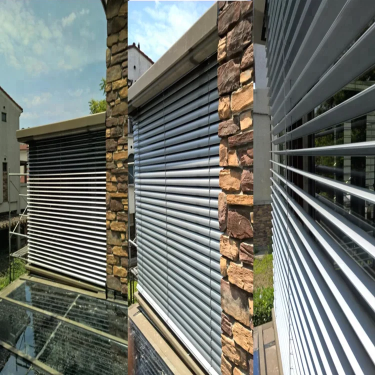 Motorized External Venetian Louver Aluminium Blind Outdoor Metal French Window High Grade Aluminium Magnesium Silicon Alloy