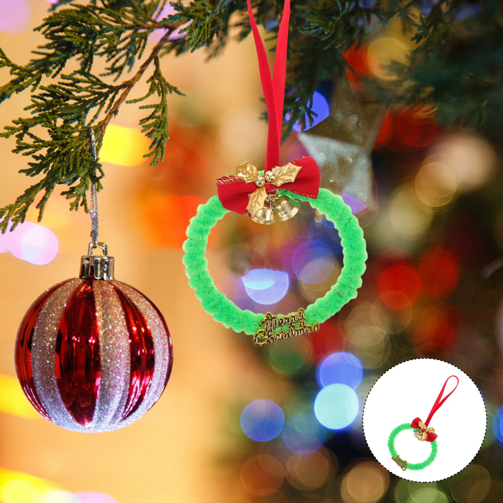 

12Pcs Mini Christmas Wreaths Artificial Greenery Hanging Decor Tree Wall Cabinets Holiday Ornament Decoration Tiny Ornaments