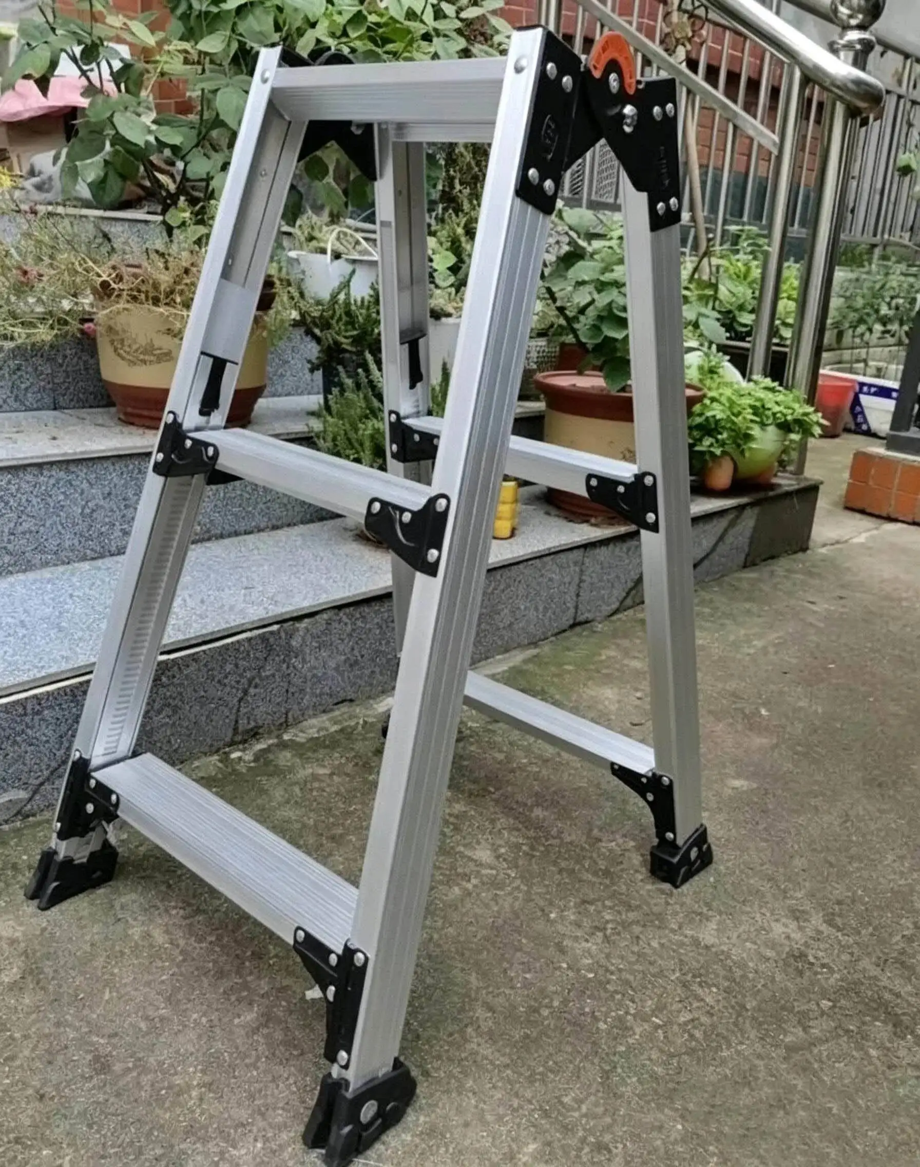 Retractable Straight Ladders Household A-Frame Step Ladders Multifunctional 5/6/7 Step Stools Thickened Aluminum Alloy Ladder image 5