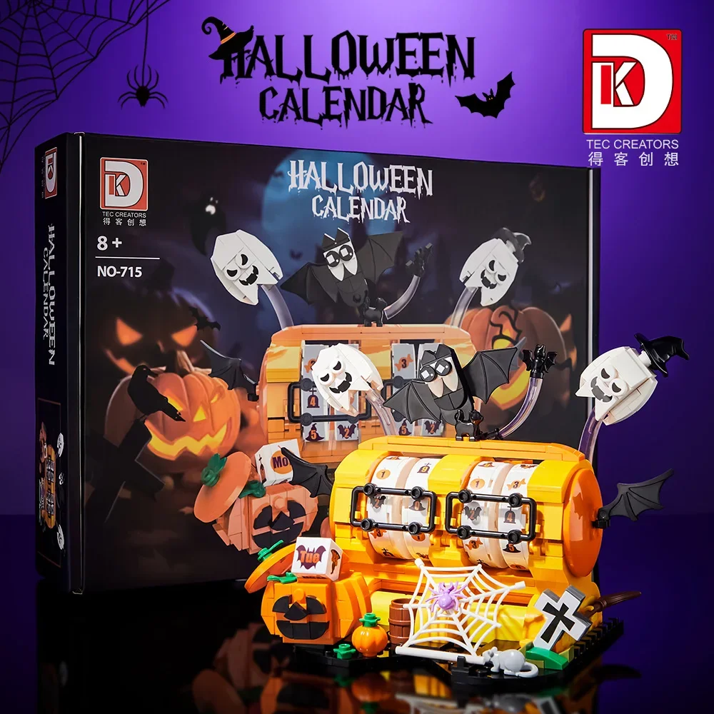 Halloween Desk Calendar Building Block Figure DIY Phone Stand Model Assembled Plastics 3D Puzzle Bricks Toy For Kids Gift 715