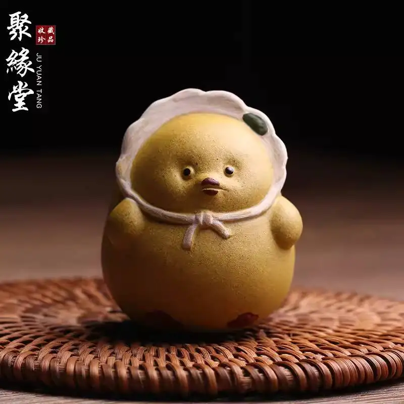 

Yixing Original Purple Clay Ornament, Small Roll Chicken, By Famous Artist Zhao Yonghui, Handmade Kung Fu Set, Tea Toy, Premium