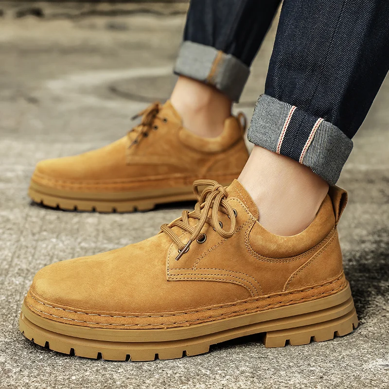 High Quality Men Leather Casual Shoes Fashion Sneakers Thick Sole Male Walking Shoes Zapatillas Hombre Spring Boots Mens Shoes