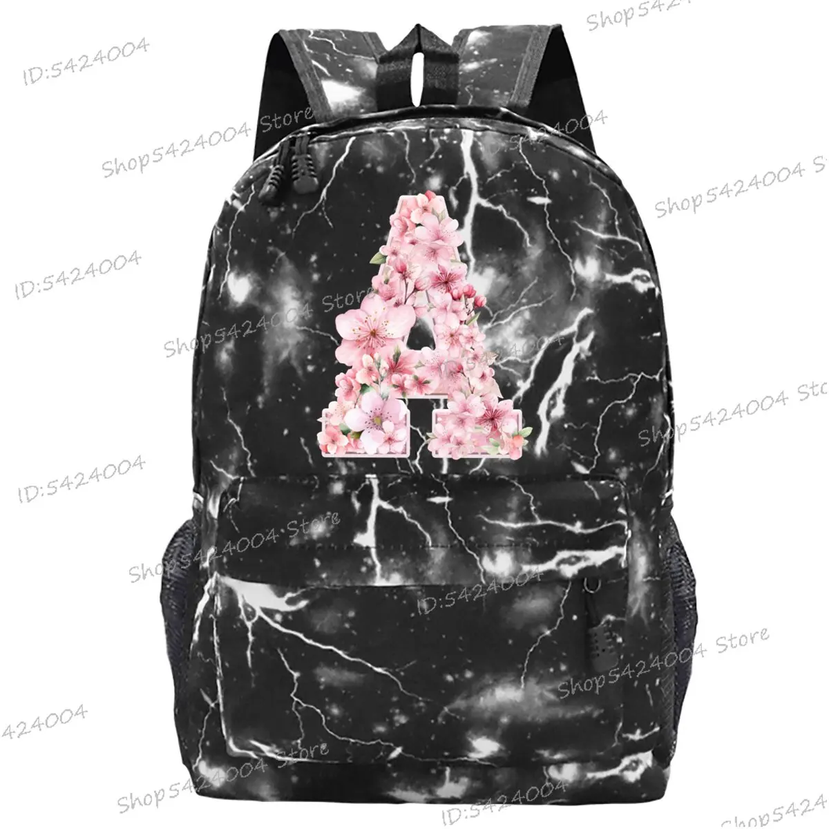 Teenage Girls School Bags Pink Sakura Flower Alphabet New Series Backpacks Laptop Bags Cherry Blossom Cartoon Students Bookbag