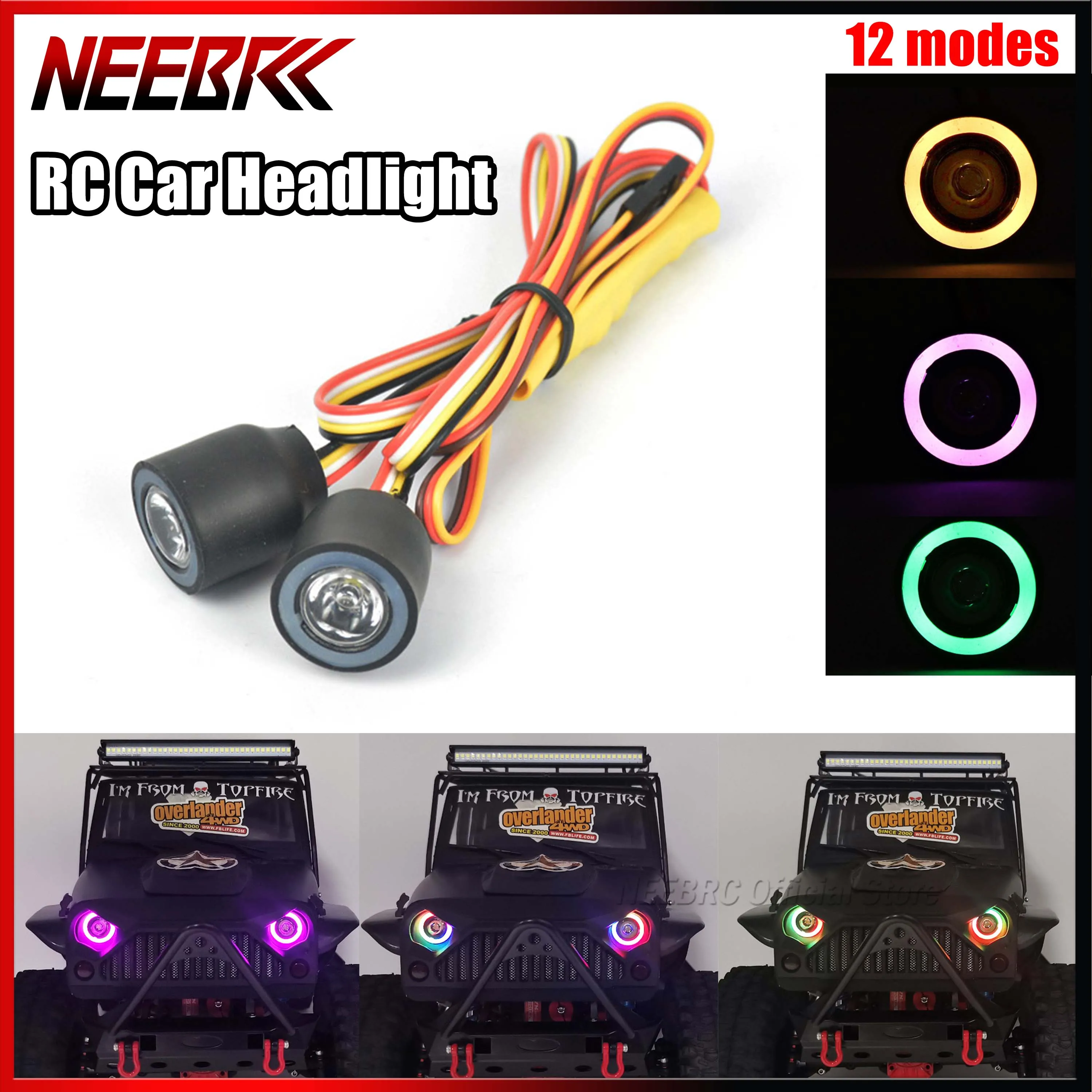 

2LED Light Universal Multifunction RC Car Lamp Headlight for 1/10 Crawler Axial SCX10 TRX4 D90 Jeep Wrangler 90046 90047 Part