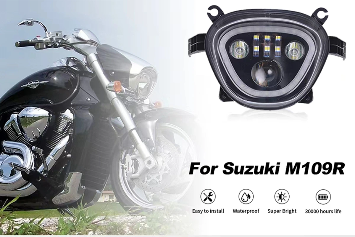 Pop CE Recognized LED Black Headlight With Halo For Suzuki Boulevard M109R VZR1800 M90 2006-2019