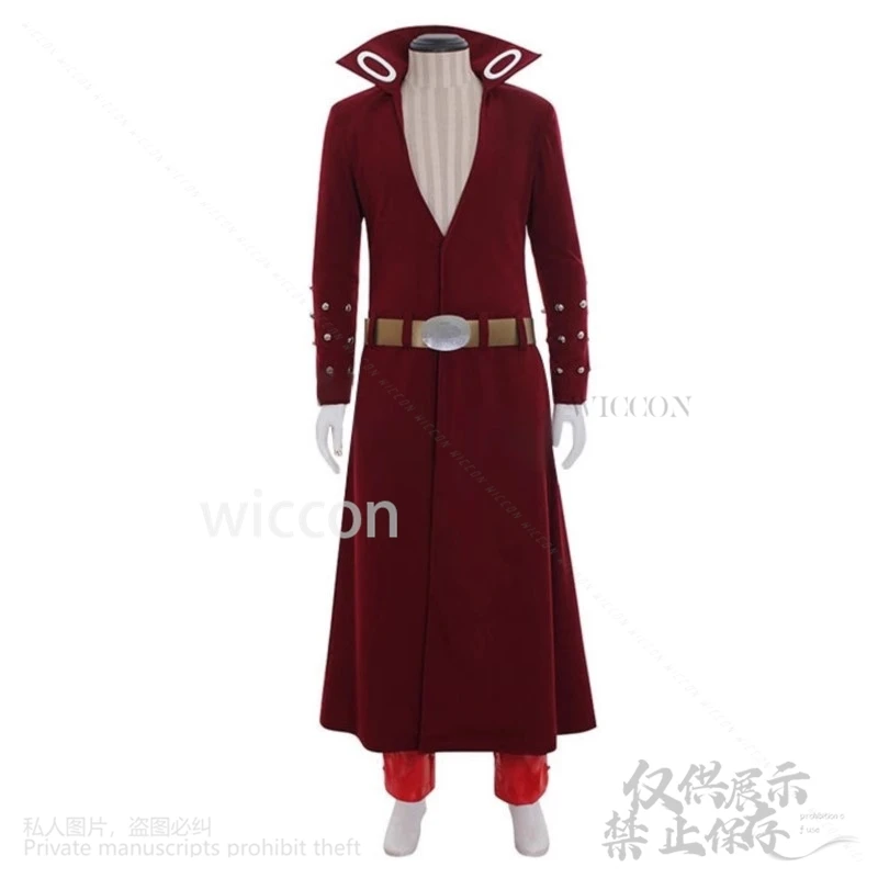 Anime The Seven Cosplay Deadly Sinss Costume Ban Fox's Sin Of Greed Long Red Deep V Coat Pants Y2K Punk Uniform Wigs Customized