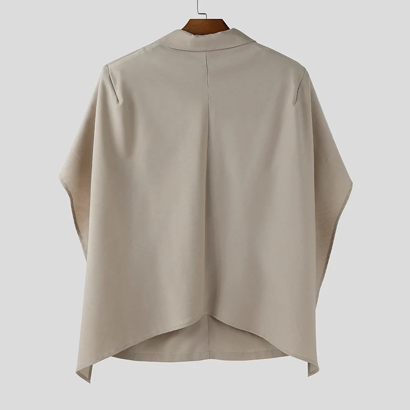 INCERUN Mannen Onregelmatige Blazer Effen Kleur Revers Lange Mouw Knop Mannelijke Pak Streetwear Losse 2025, Mode Persoonlijkheid Blazer Mannen