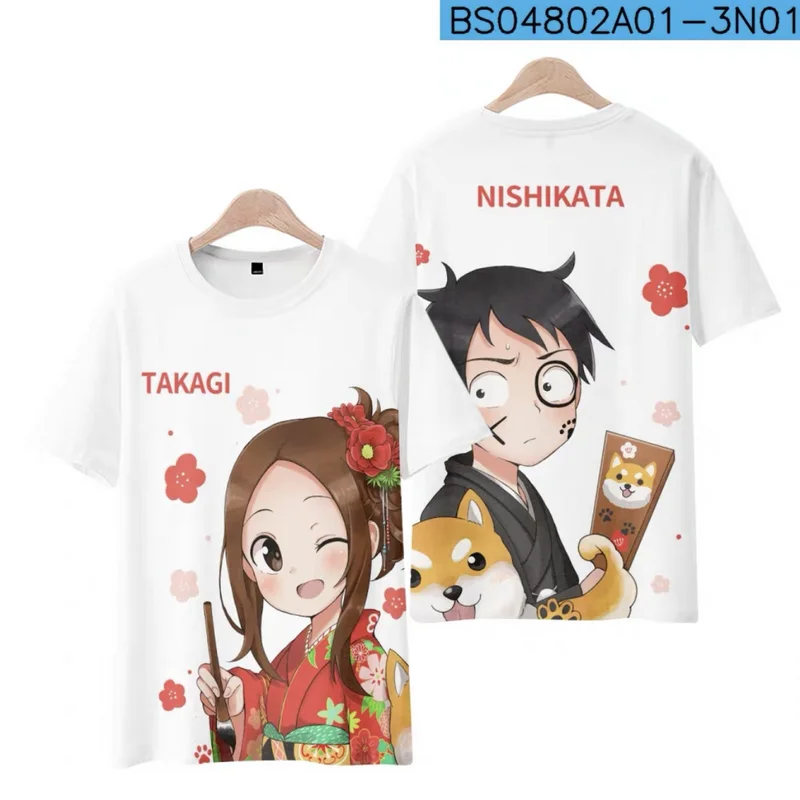 Karakai Jouzu No Takagi San Printing T-shirt Summer Fashion Round Neck Short Sleeve Popular Japanese Anime Streetwear Plus Size