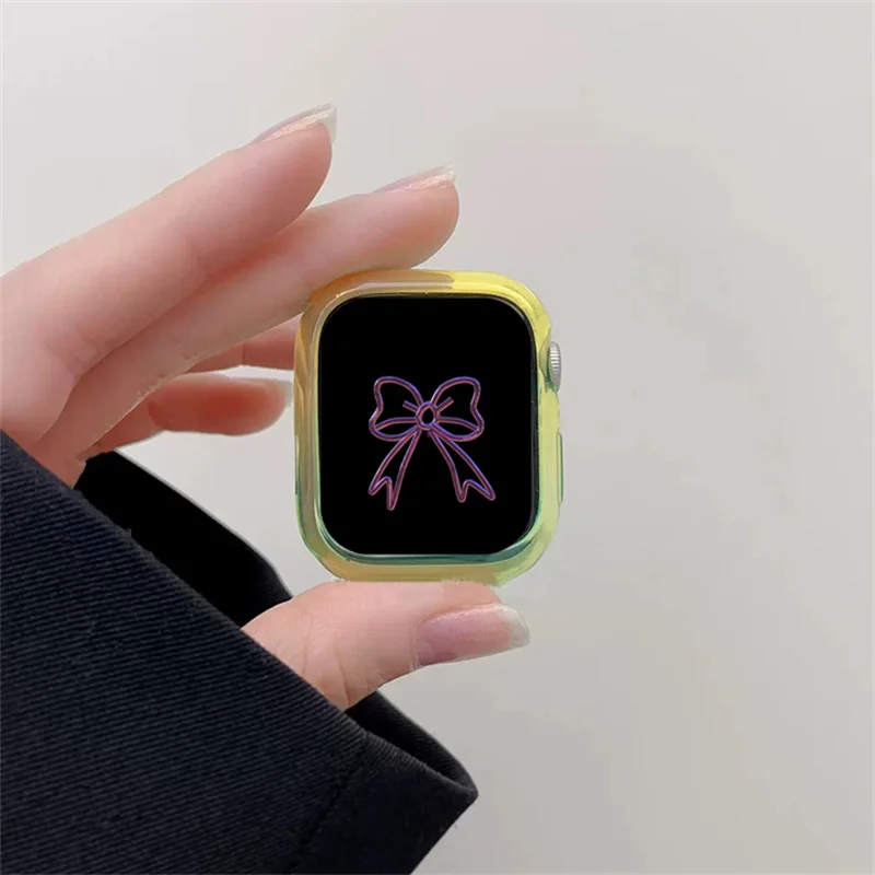 Ctue Cover casing perubahan bertahap bening untuk casing jam tangan Apple, bingkai pelindung Bumper PC 49mm 45mm 40mm 44mm untuk iWatch 8 7 6 5 SE