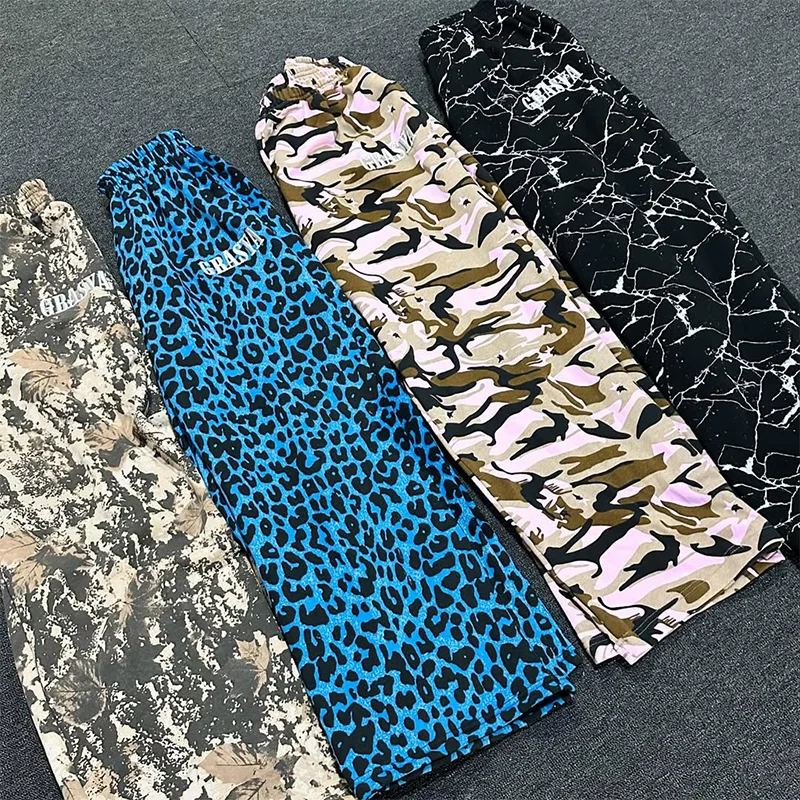 

Fashion Versatile Leopard Camouflage Pattern Printing Loose Elastic Waist Sweatpants Y2K Men Women Harajuku Hip Hop Streetwear