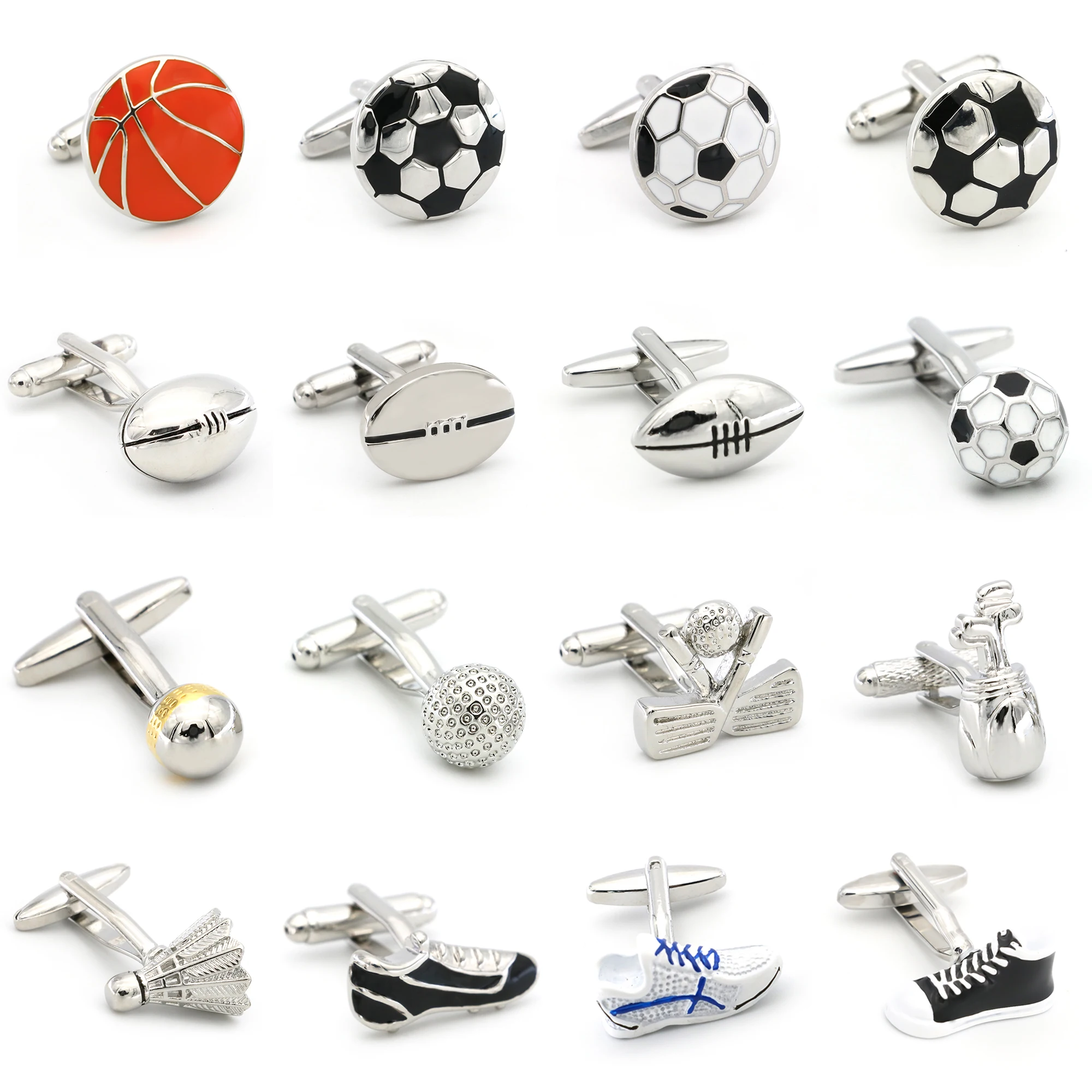 Men's Cufflinks Wholesale Sport Series Rugby Golf Football Tennis Design Fashion Cuff Links For Men Copper Quality