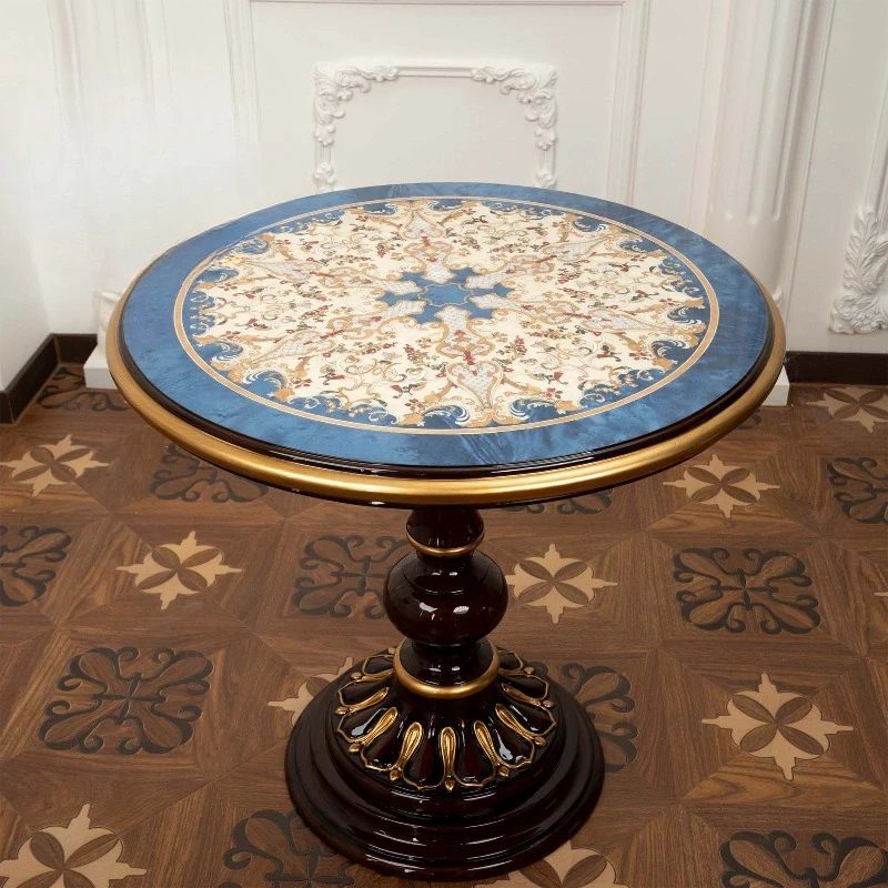 

High quality round retro design side table large coffee table mahogany wood classic luxury side table living room villa
