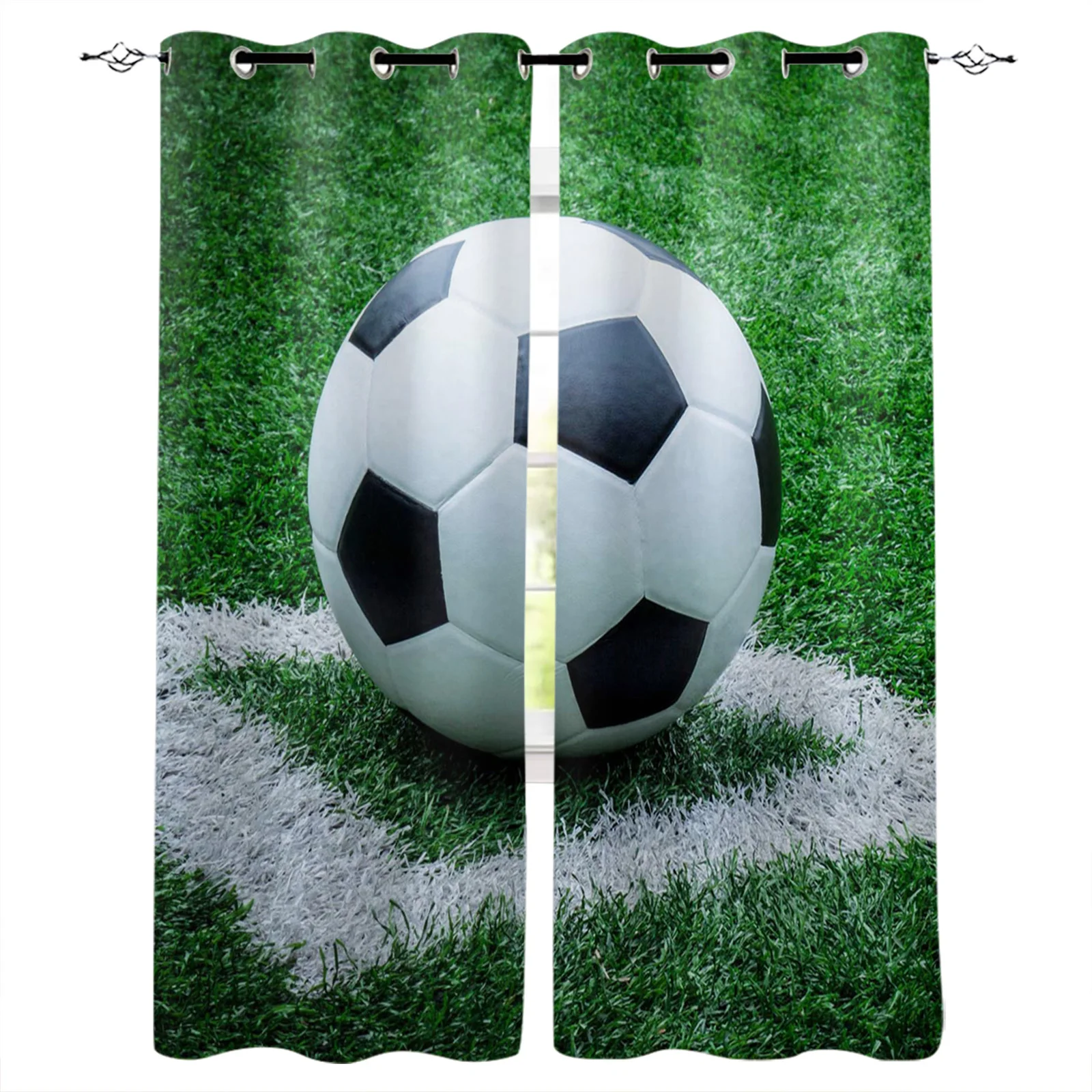 

2pcs Soccer Balls Football Window Curtains for Living Room Curtains Kitchen Hall Bedroom Decor Kids Curtains And Drapes Outdoor