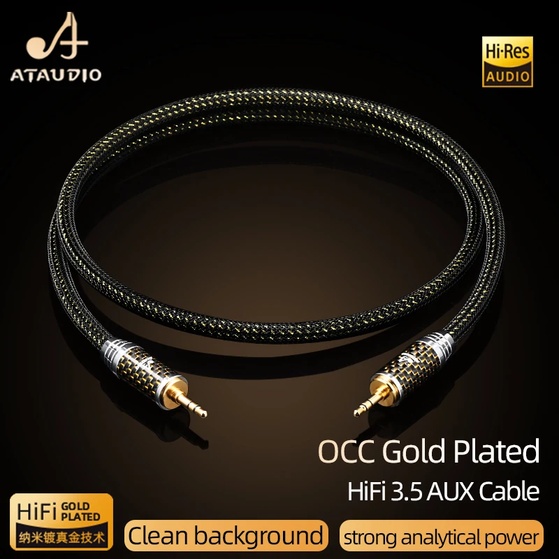 

ATAUDIO HiFi 3.5mm Audio Extension Cable Hi-end OCC Gold-plated Core Stereo 3.5mm Male to Male for Phone Amplifier Audio Cable