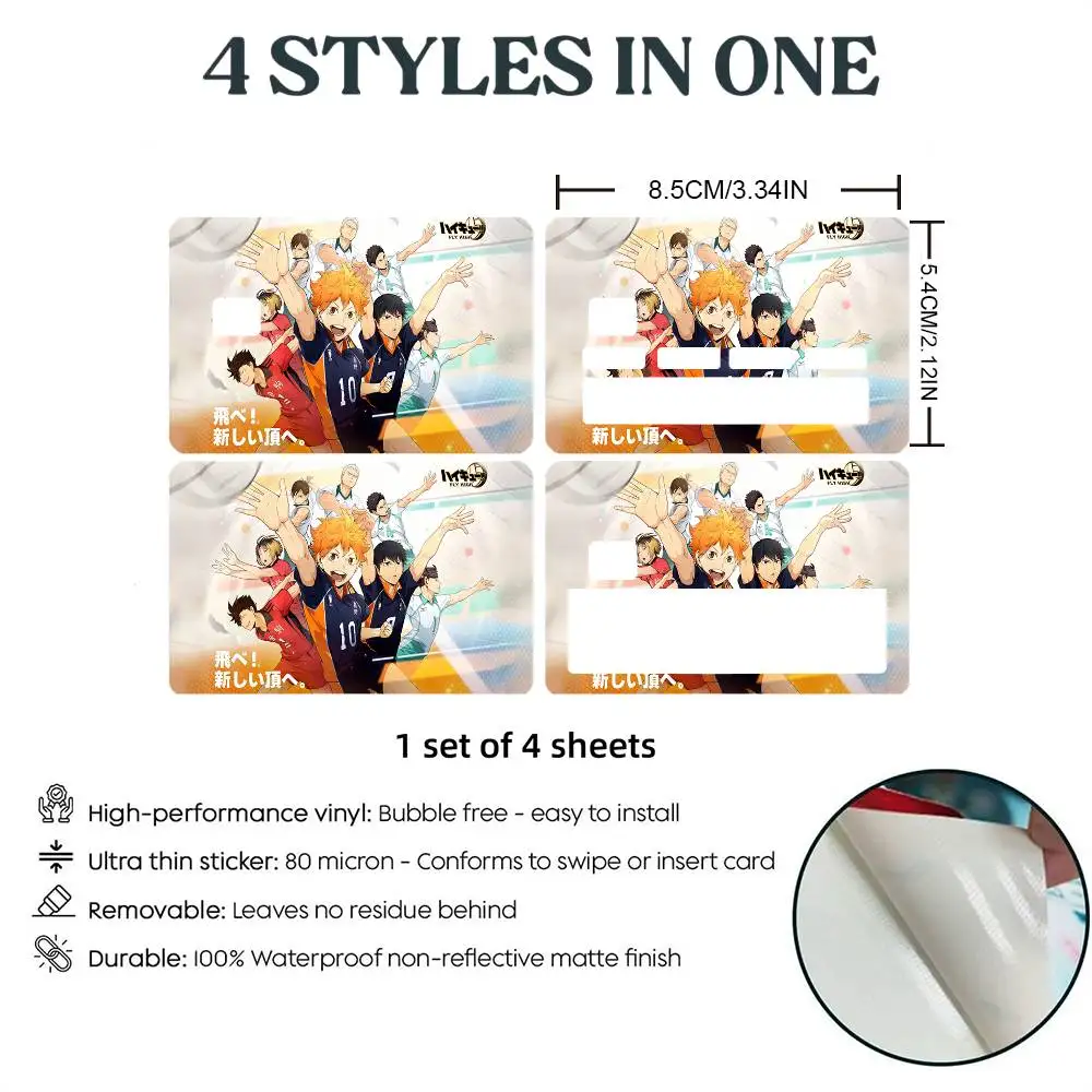 A-H-haikyuES License Holographic Laser Debit Credit Bank Card Skin Sticker Film No Fade