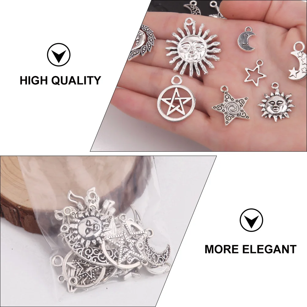 70 Pcs Star Moon Pendant Jewlery Beads for Bracelets DIY Accessory Jewelry Women Necklace Material Zinc Alloy Miss