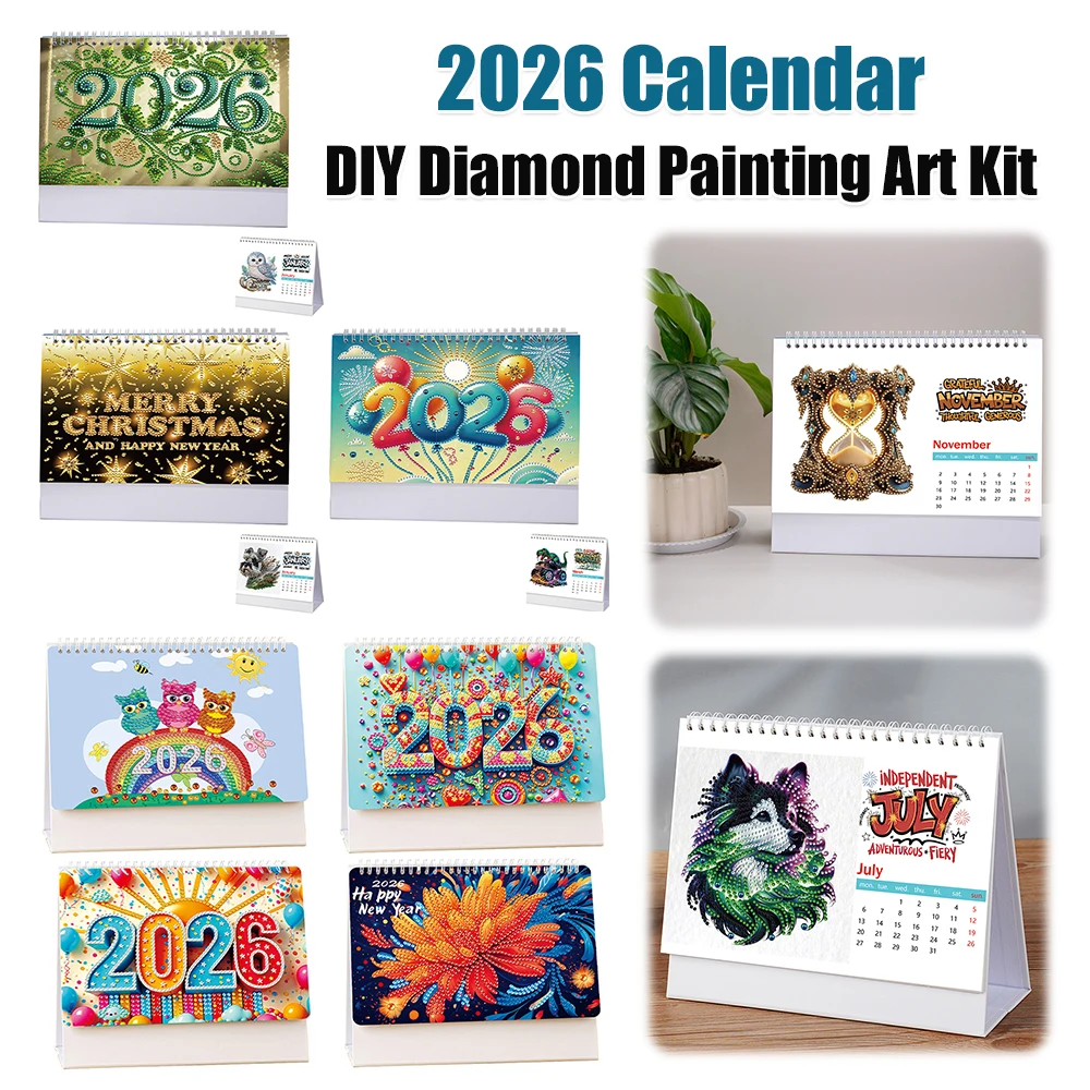 

Diamond Painting Calendar Set 2026 Calendar Diamond Painting Kit for Living Room Bedroom Office Desk Gift Giving