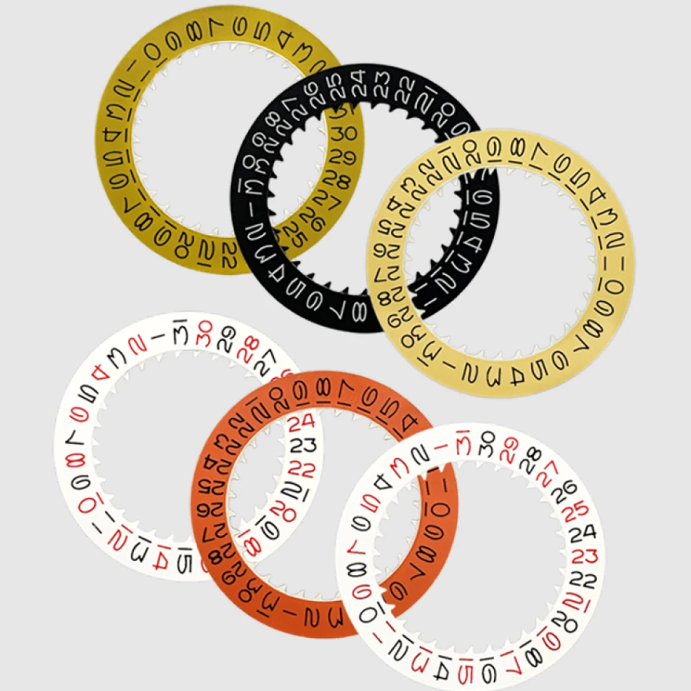NH35 Watch Calendar Disc Black White Orange Yellow Date Wheel For NH35 NH36 Movement Replacement Vintage Day Wheel Calendar Disk