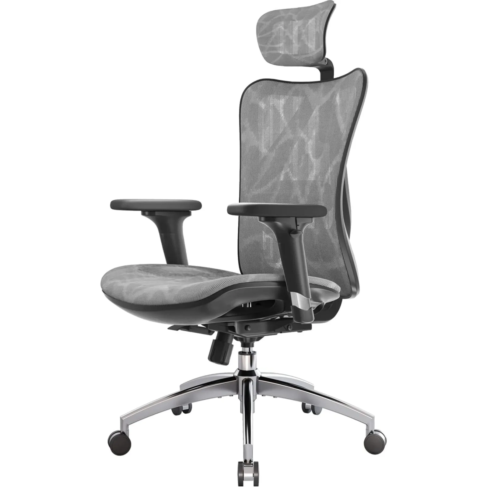 

US M57 Ergonomic Office Chair with 3 Way Armrests Lumbar Support and Adjustable Headrest High Back Tilt Function Grey