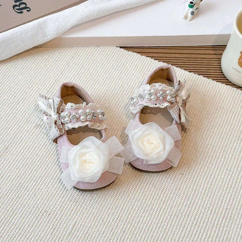

Детские туфли на плоской подошве с кружевными цветами, милые бантики, мокасины для девочек, универсальные осенние новинки 202, детская обувь принцессы, милая мягкая подошва
