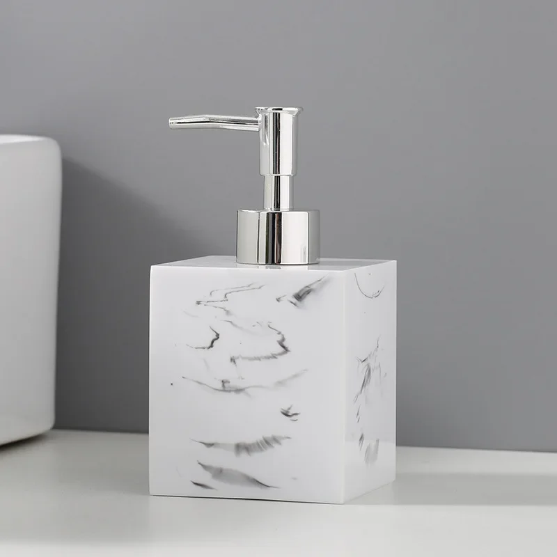 Marbled Square Lotion Bottle Resin Portable Cosmetic Water Storage Bottle Household Shampoo Container Bathroom Accessories