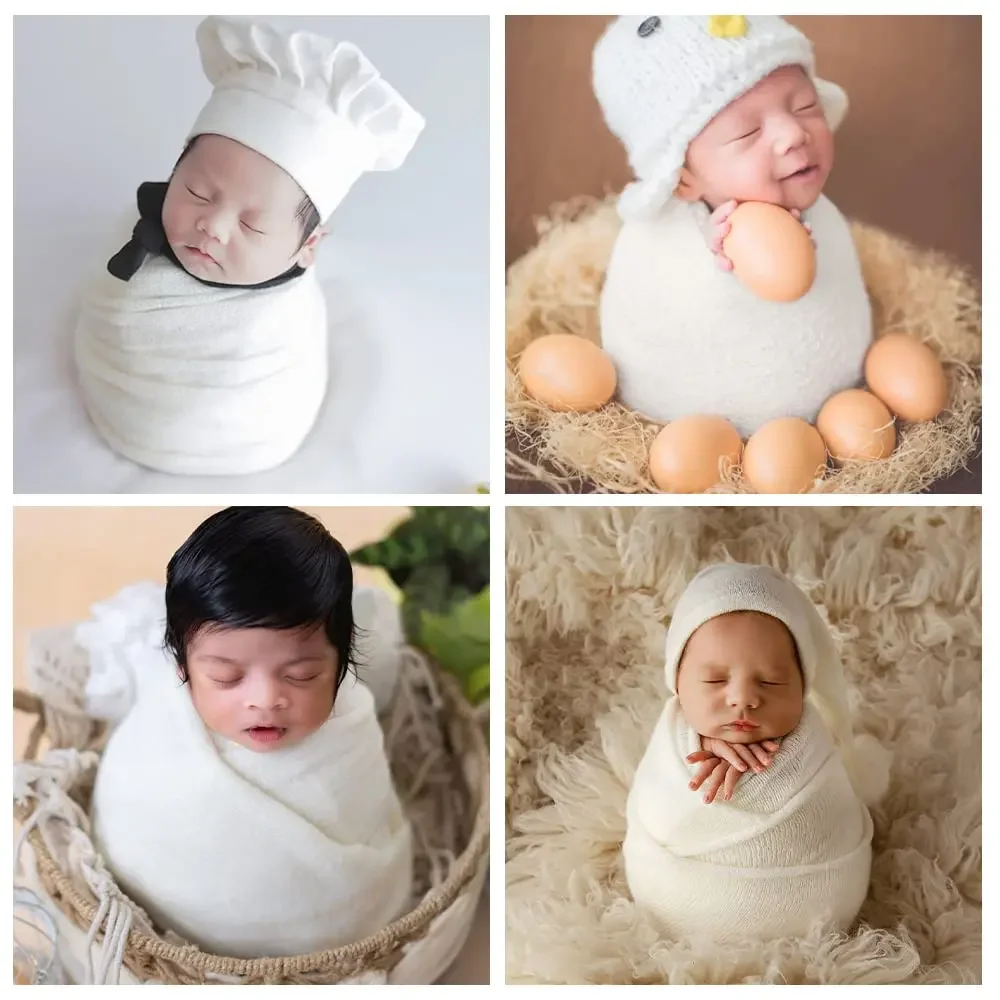 Bayi berpose membungkus fotografi baru lahir alat peraga lembut peregangan selimut rajut bungkus buatan tangan untuk bayi laki-laki perempuan Bebe Photoshoot