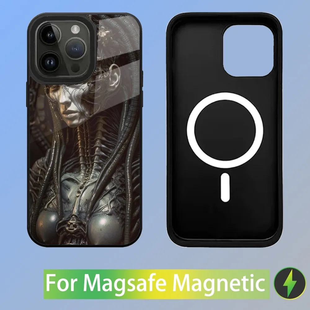 Hr Giger Li II Phone Case For iPhone 15,14,13,12,11,Plus,Pro,Max Mini Magsafe Magnetic Wireless Charging