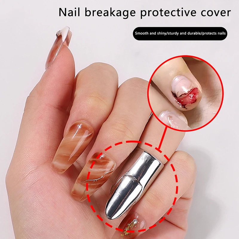 Fashion Gothic Metal Nail Cover Ring For Women Girls Punk Gothic Fingertip Protective Cover Fake Nail Ring Party Jewelry Gifts