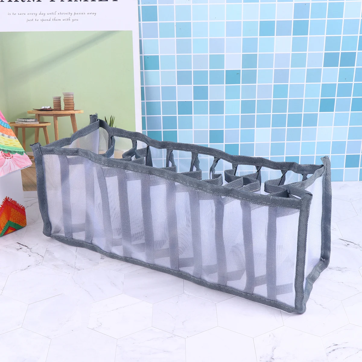 

3pcs Underwear Storage Box Nylon Bra Organizer Case Multi-Grid Drawer Divider For Socks Bras Hosiery Grey 6 7 11 Grids