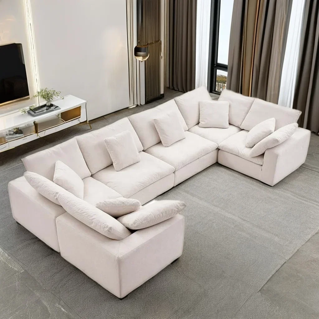 High-Density Sponge Home Use Living Room Sofa Modular Cloud Sofa Sectional U Shape Sofa Set Furniture