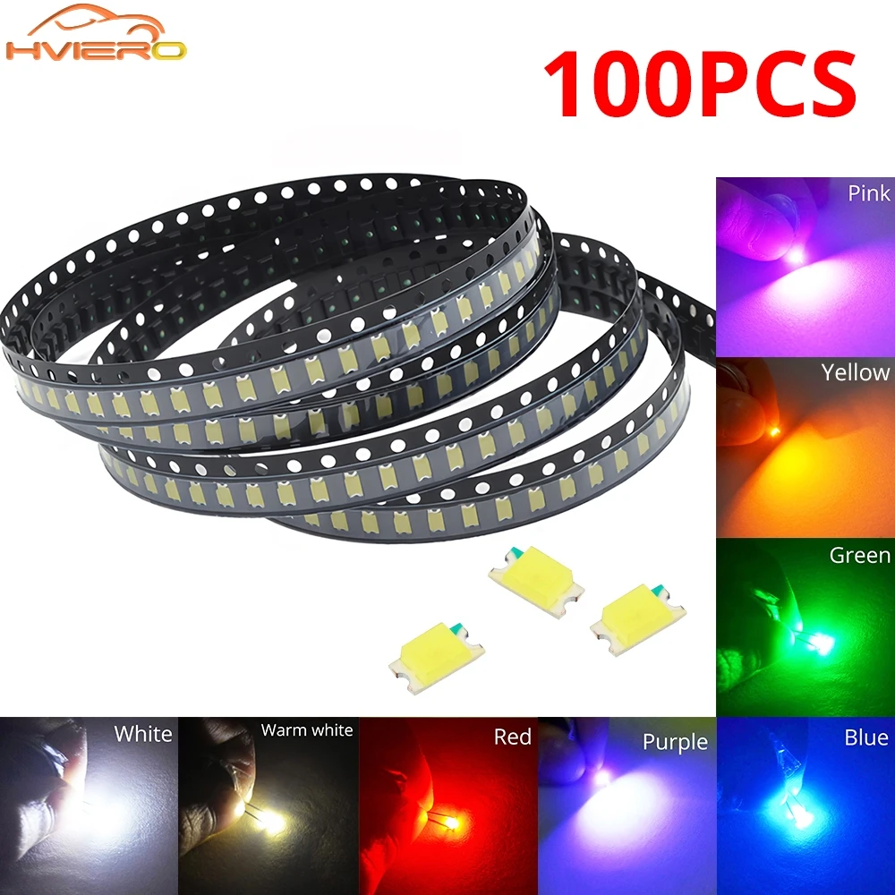 100pcs 1206 SMD SMT Lamp Super Bright Chip Light Bead LED Emitting Bulbs Diodes Module Decoration Garden Ceiling Atmosphere Neon