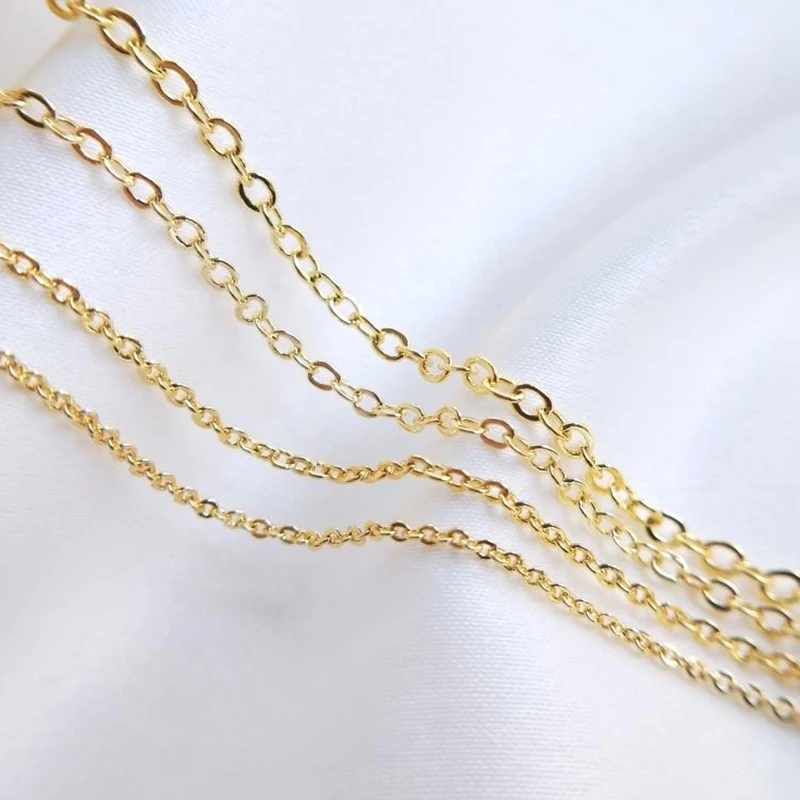 

2 Meter 18K Gold Plated Round Chains Jewelry Making Accessories Handmade DIY Bracelets Necklace Clavicalis Chain Fittings