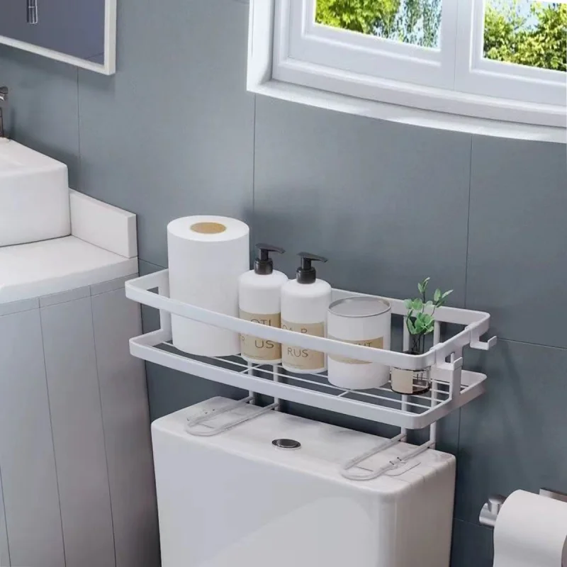 Bathroom Organizer Shelves Over The Toilet Shelf,1Tier Toilet Storage,Multi-function Paper Holder Basket No Drilling Space Saver