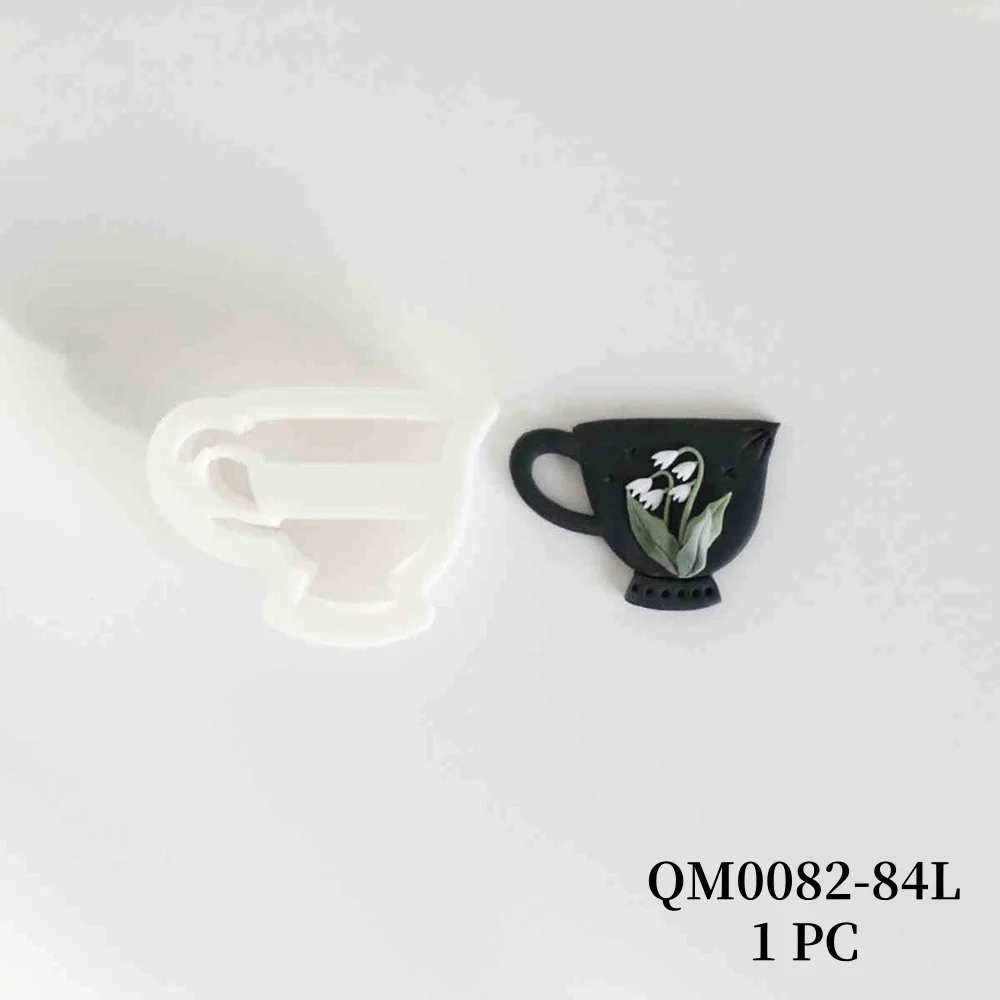 1 Stück Kaffeetasse aus Kunststoff, Tonschneider für die Herstellung von Ohrringen, 3D-Blumenverzierungen, weiches Tonform-Werkzeugset, Präzisionsmesserform – Detail 3