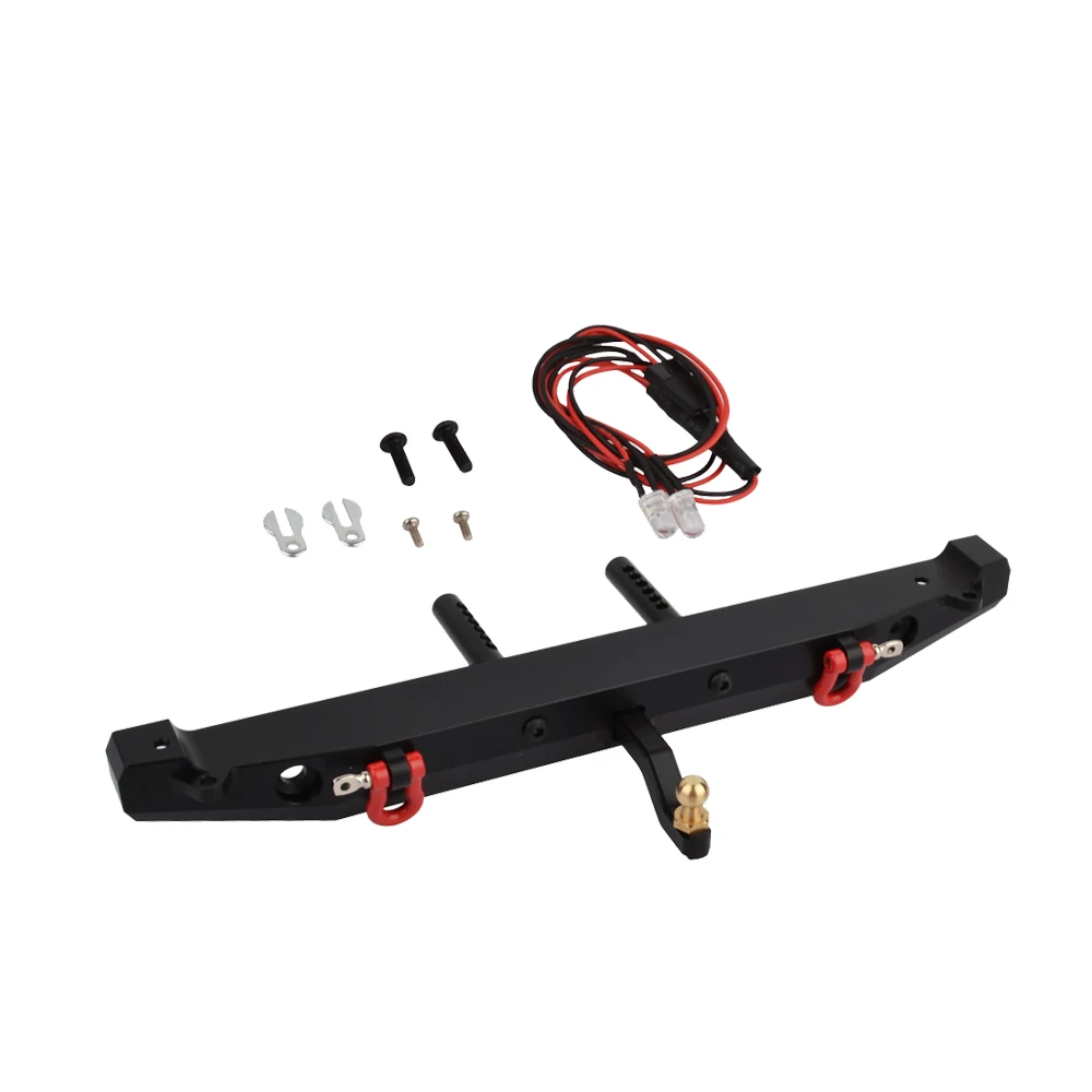 Aluminum Rear Bumper With  Tow Hitch  Shackles With light For 1/10 RC Crawler Car Traxxas TRX4 Defender Axial Scx10  90046