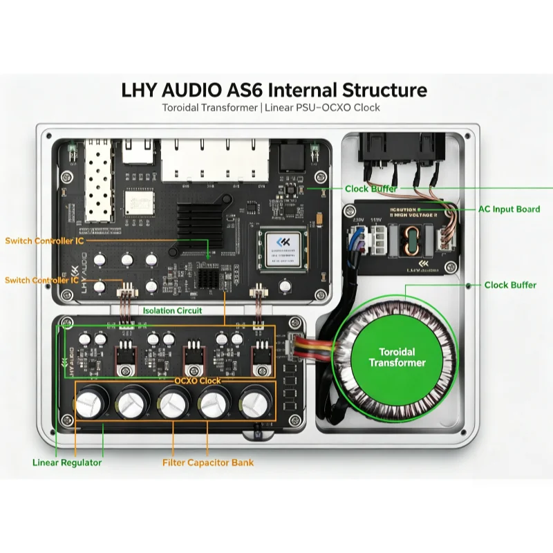 LHY AUDIO AS6 SW6-SFP 6ポート Hifi オーディオ イーサネット