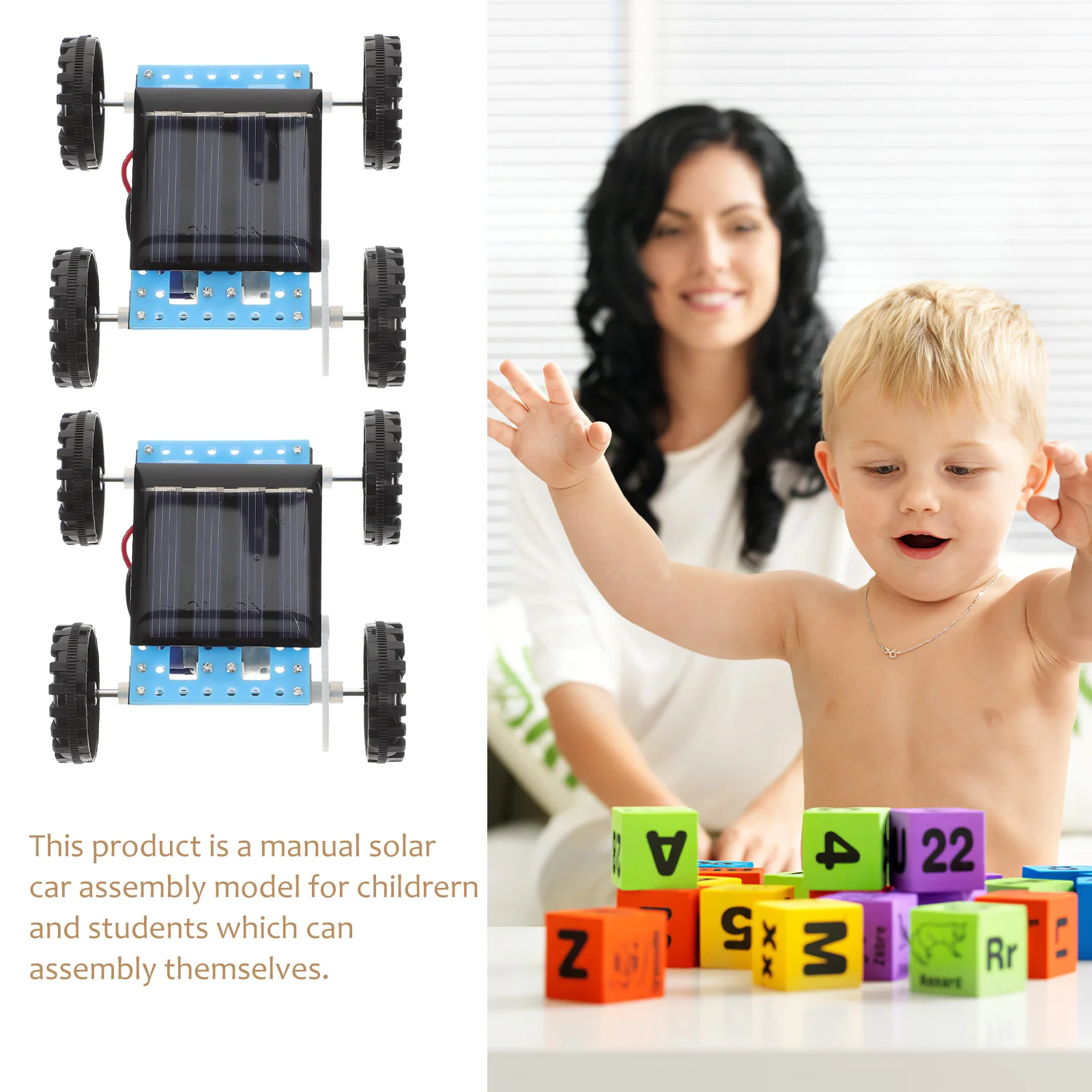 2 pièces Mini voiture à énergie solaire bricolage assemblage Kit de tige éducative pour enfants véhicule activé par la lumière du soleil voiture de course à énergie solaire