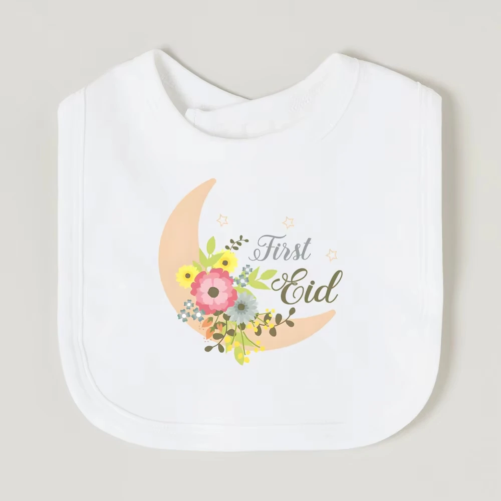 

Мой первый хлопковый слюнявчик на Ид с принтом луны и звезд, для младенцев, на первый Ид, для мальчиков и девочек, для новорожденных, салфетки для отрыжки, праздничные подарки для малышей