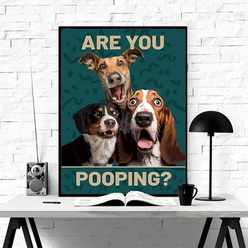 Are You Pooping Posters Bathroom Funny Bathroom Sign Canvas Painting Cute Black Cat Print Wall Art Picture Toilet Decoration